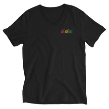 Load image into Gallery viewer, #Crucial Tripple Logo Embroidered Short-Sleeve V-Neck Unisex T-Shirt