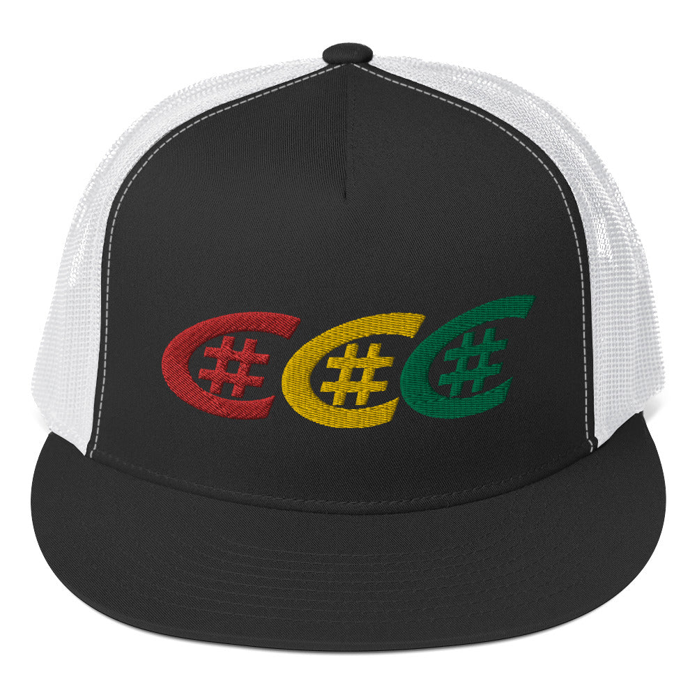 #Crucial Tripple Logo Embroidered Trucker Cap
